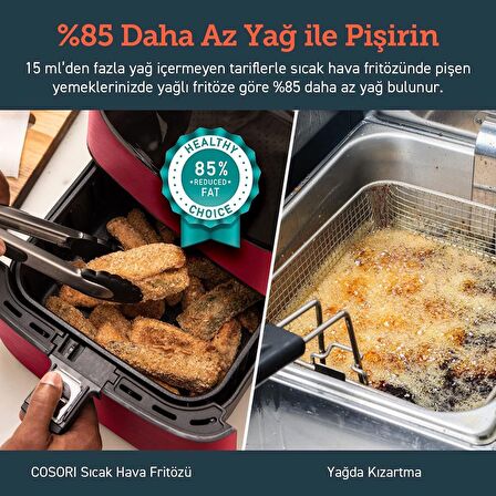 Cosori Akıllı WiFi Sıcak Hava Fritözü 5.5 Litre AirFryer XXL Kırmızı