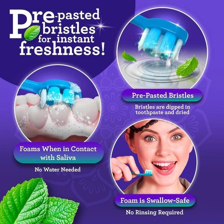 gurunanda mini disposable toothbrush prepasted ready-to-go travel toothbrush with butter on gums bristles 70 ct