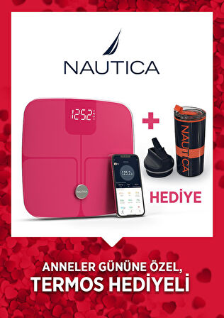 Nautica Vücut Analizli Smart Akıllı Bluetooth Tartı Baskül + Nautica 500 ml Termos Hediyeli