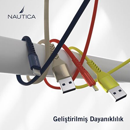 Nautica C40 Lightning to USB-A 12W Hızlı Şarj ve Data Kablosu 1.2M Kırmızı