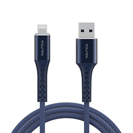 Nautica C65 MFI Lightning to USB-A 12W Örgülü Hızlı Şarj ve Data Kablosu 1.2M Navy