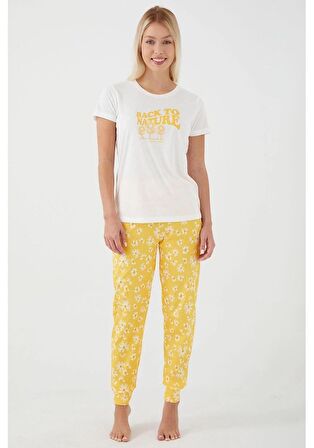 Pierre Cardin 8617 Kısa Kol Kadın Pijama Takımı Krem