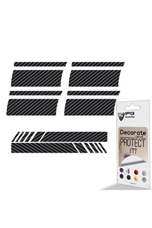 18-21 Inch için Jant ve Dikiz Aynası Sticker Seti (6 Parça) – Jantlar Dekoratif Etiket Sticker - Siyah Karbon Fiber