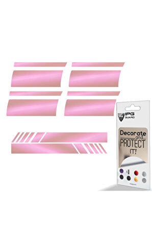 18-21 Inch için Jant ve Dikiz Aynası Sticker Seti (6 Parça) – Jantlar Dekoratif Etiket Sticker - Şeker Pembe