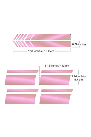 18-21 Inch için Jant ve Dikiz Aynası Sticker Seti (6 Parça) – Jantlar Dekoratif Etiket Sticker - Şeker Pembe
