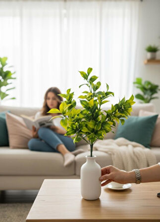 Yapay Çiçek Sarı Yeşil Limon Yaprağı Demet Şimşir Demeti Garnitür Aradal Dekoratif Yapay Bitki