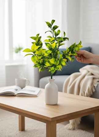 Yapay Çiçek Sarı Yeşil Limon Yaprağı Demet Şimşir Demeti Garnitür Aradal Dekoratif Yapay Bitki