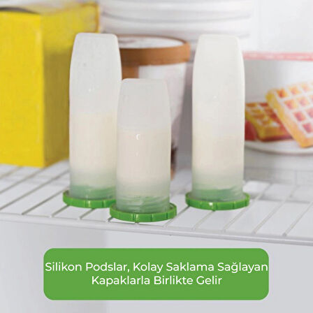 Playtex Baby™ Silikon PODS® Anne Sütü Saklama  Kapları & Nurser Biberon Uyumlu - Doğrudan Sağım ve Saklama, Dondurucu Uyumlu, Anti-Kolik Tasarım, 118 ml, 6lı Paket, 0+ Ay, 2 Adet Pompa Adaptörü ile 