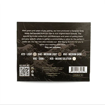 Dynamic Greywash Set 4oz/120ml - 4*4 oz Gölge Seti + 4 oz Mixing Solution
