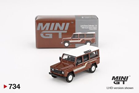 Mini GT Land Rover Defender 110 1985 County Station Wagon Russet Brown 734