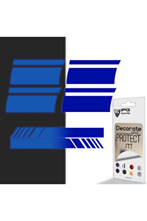 18-21 Inch için Jant ve Dikiz Aynası Sticker Seti (6 Parça) – Jantlar Dekoratif Etiket Sticker - Reflektif Serisi - Mavi