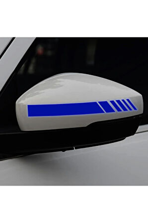 18-21 Inch için Jant ve Dikiz Aynası Sticker Seti (6 Parça) – Jantlar Dekoratif Etiket Sticker - Reflektif Serisi - Mavi