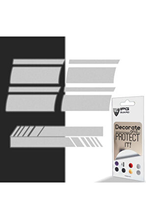 18-21 Inch için Jant ve Dikiz Aynası Sticker Seti (6 Parça) – Jantlar Dekoratif Etiket Sticker - Reflektif Serisi - Beyaz