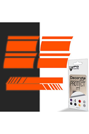 18-21 Inch için Jant ve Dikiz Aynası Sticker Seti (6 Parça) – Jantlar Dekoratif Etiket Sticker - Reflektif Serisi - Turuncu