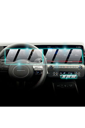 Hyundai 2024-25 Kona SE SEL Uyumlu  N-line 12.3" Navi+ Göst.Paneli IPG ProActive Ekran Koruyucu