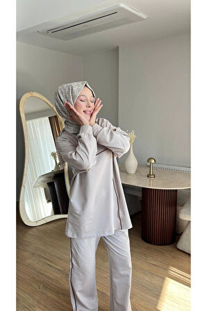 OLİVİA KADIN MEVSİMLİK PENYE ALT ÜST SPOR VE RAHAT TESETTÜR İKİLİ TAKIM