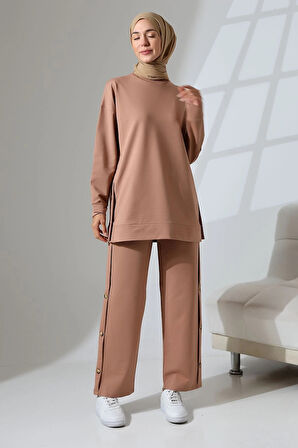 Kadın Camel Mevsimlik Penye Alt Üst Spor ve Rahat Tesettür Takım