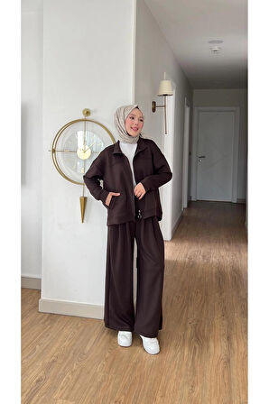 EMİLY MODAL KUMAŞ FERMUARLI TESETTÜR İKİLİ ALT ÜST TAKIM