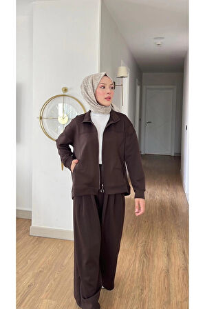 EMİLY MODAL KUMAŞ FERMUARLI TESETTÜR İKİLİ ALT ÜST TAKIM