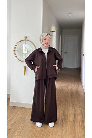 EMİLY MODAL KUMAŞ FERMUARLI TESETTÜR İKİLİ ALT ÜST TAKIM