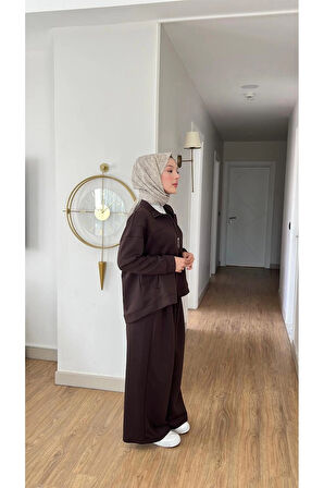 EMİLY MODAL KUMAŞ FERMUARLI TESETTÜR İKİLİ ALT ÜST TAKIM