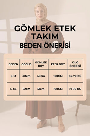 Kadın 100% Pamuk Modal Lacivert Gömlek Etek Tesettür Takım