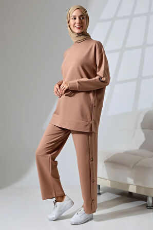 Kadın Camel Mevsimlik Penye Alt Üst Spor ve Rahat Tesettür Takım