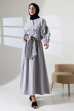 Kadın 100% Pamuk Modal Gri Gömlek Etek Tesettür Takım