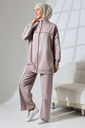 Kadın Gül Kursu Mevsimlik Penye Alt Üst Spor ve Rahat Tesettür Takım