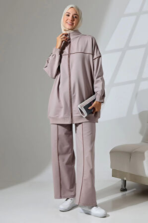 Kadın Gül Kursu Mevsimlik Penye Alt Üst Spor ve Rahat Tesettür Takım