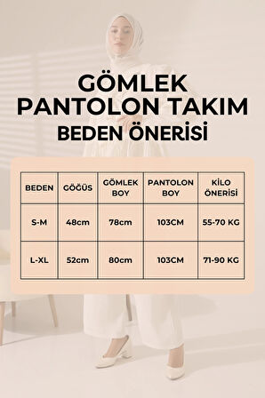 Kadın 100% Pamuk Modal Kahverengi Gömlek Pantolon Tesettür Takım