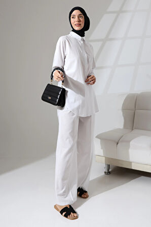 100% Pamuk Keten Günlük ve Rahat Gömlek Pantolon Yazlık Alt Üst Takım