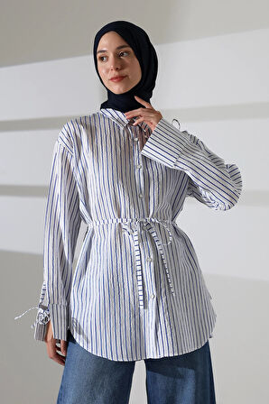 Kadın Modal Dokuma Kumaş Lacivert Tesettür Gömlek