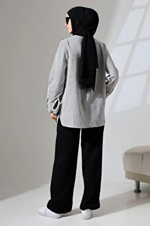 Kadın Siyah Mevsimlik Penye Alt Üst Spor Ve Rahat Ikili Tunik Pantolon Şık Tesettür Takım