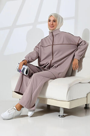 Kadın Gül Kursu Mevsimlik Penye Alt Üst Spor ve Rahat Tesettür Takım