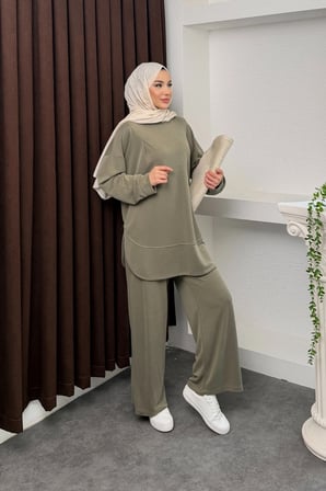 Kalina Model İthal Pike Kumaş Cep Detaylı Kadın Takım