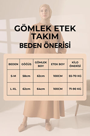 Kadın 100% Pamuk Modal Bordo Gömlek Etek Tesettür Takım