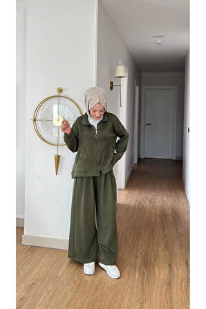 EMİLY MODAL KUMAŞ FERMUARLI TESETTÜR İKİLİ ALT ÜST TAKIM