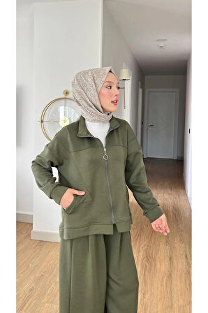 EMİLY MODAL KUMAŞ FERMUARLI TESETTÜR İKİLİ ALT ÜST TAKIM