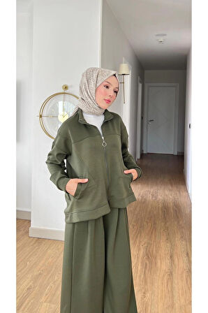 EMİLY MODAL KUMAŞ FERMUARLI TESETTÜR İKİLİ ALT ÜST TAKIM