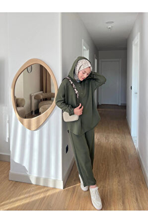 Lena Modal Kumaş Çıt Çıt Detaylı Kadın Tesettür İkili Takım