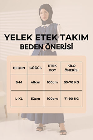 Kadın 100% Pamuk Kot Lacivert Yelek Etek Tesettür Takım