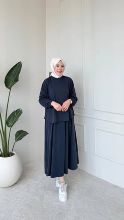 Lily Model İthal Pike Kumaş Bilek Büzgü Detaylı Kadın Takım