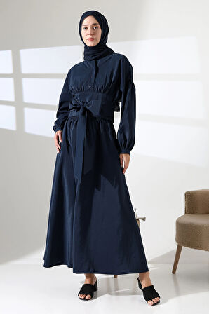 Kadın 100% Pamuk Modal Lacivert Gömlek Etek Tesettür Takım