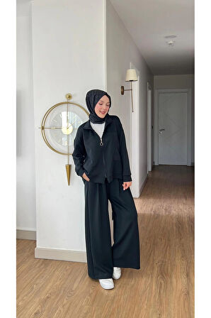 EMİLY MODAL KUMAŞ FERMUARLI TESETTÜR İKİLİ ALT ÜST TAKIM