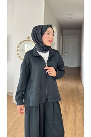 EMİLY MODAL KUMAŞ FERMUARLI TESETTÜR İKİLİ ALT ÜST TAKIM