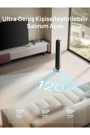 DREO Tower Fan 714S Akıllı Kule Tipi Vantilatör, 12 Hızlı, 25dB Sessiz Fan, 120° Salınımlı, WiFi ve Uygulama Kontrollü Siyah