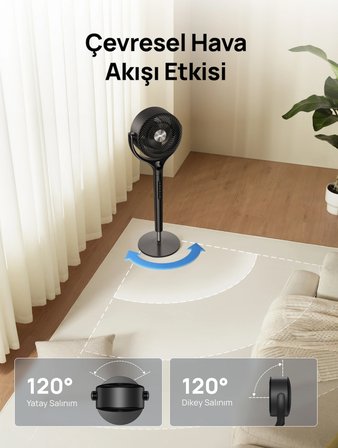 Dreo Turbopoly Circulator Fan 362 Ayaklı Sessiz Hava Sirkülatörü Siyah