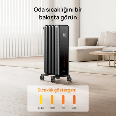 621S 2000W Akıllı Yağlı Radyatör, 21 Kanatlı, Wi-Fi, Kumanda, 3 Kademe, Sessiz ve Devrilme Emniyetli