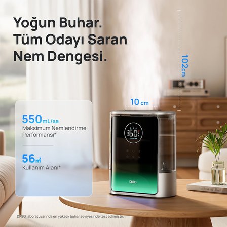 Humidifier 717S Akıllı Nemlendirici, 8L Su Tankı, 80 Saat Çalışma, Sıcak/Soğuk Buhar, App & Ses Kontrollü